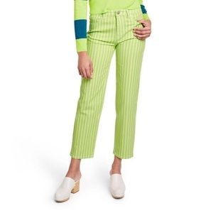 NWT| Victor Glemaud x Target Lime Green Pinstripe High Rise Straight Leg Jeans